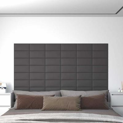 VidaXL Wandpanelen 12 st 0,54 m² 30x15 cm kunstleer grijs