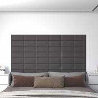 VidaXL Wandpanelen 12 st 0,54 m² 30x15 cm kunstleer grijs