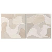 Canvas Home ESPRIT Beige Abstract Scandinavisch 102 x 4,5 x 102 cm (2 Stuks)