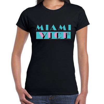 Toppers verkleed T-shirt dames - zwart - Miami Vice - The Summer is Magic - Tropische feestkleding Toppers verkleed T-shirt dames - zwart - Miami Vice - The Summer is Magic - Tropische feestkleding