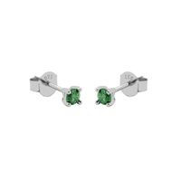 Karma Oorbellen Round Emerald Green Zirconia 2 mm Zilver - thumbnail