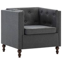 The Living Store Chesterfield Fauteuil - Donkergrijs - 72 x 68 x 70 cm - Houten Frame - Polyester
