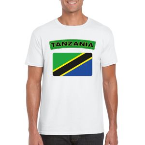 T-shirt met Tanzaniaanse vlag wit heren