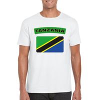 T-shirt met Tanzaniaanse vlag wit heren - thumbnail