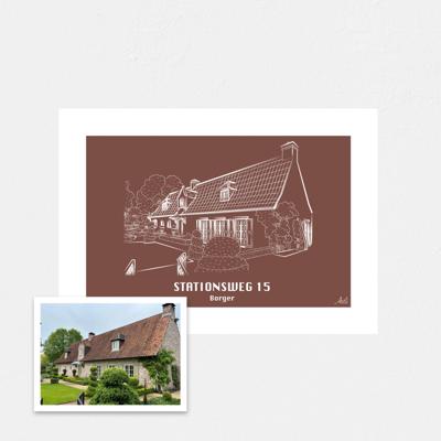 Persoonlijke illustratie met kleur A1 Liggend Zonder Lijst Tuscan