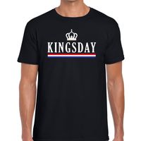 Zwart Kingsday met kroontje t-shirt voor heren