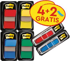 Post-it index standaard, ft 25 mm x 43.2 mm, voordeelpack van 4 stuks + 2 x Post-it Index pijltjes