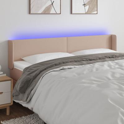 Hoofdbord LED 183x16x78/88 cm kunstleer cappuccinokleurig