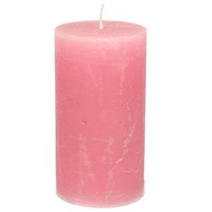 Stompkaars/cilinderkaars - oud roze - 7 x 13 cm - rustiek model   -