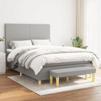 Boxspring met matras stof lichtgrijs 140x200 cm