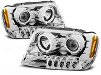 Tuning-Tec Koplampen dual halo rims CHRYSLER JEEP GRAND CHEROKEE 99-05 05 ANGEL EYES CHROOM - thumbnail
