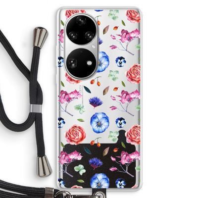 Bloemetjes: Huawei P50 Pro Transparant Hoesje met koord