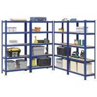 Opbergrekken 4 st 5-laags staal en bewerkt hout blauw