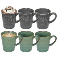 Secret de gourmet Koffiemokken - 6x stuks - 200 ml - kleuren gemixt