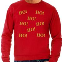 Foute Kersttrui/sweater voor heren - hohohohoho - rood - glitter goud - Kerstfeest - thumbnail