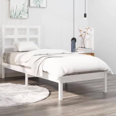 Bedframe massief hout wit 75x190 cm