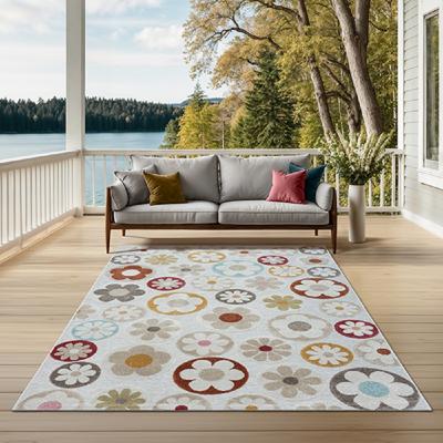 Karpet24 Mira - Trendy Vloerkleed met Fleurige Bloemen, Multi Kleuren, Perfect voor Binnen en Buiten-80 x 150 cm