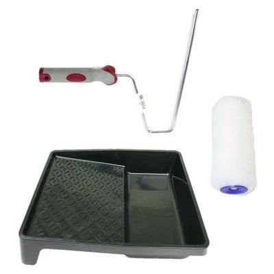Verfroller anti spat lakroller profi schilderset met softgrip beugel en verfbak 18 cm