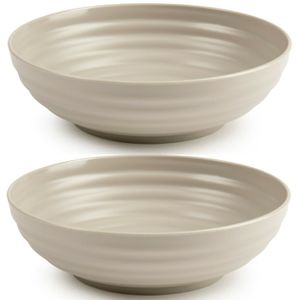 Set van 4x kommetjes/schaaltjes - Dessert/ontbijt - Kunststof - D19 cm - Taupe