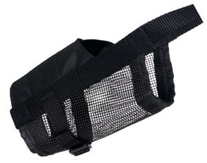 Trixie muilkorf polyester met gaas inzet zwart (L-XL 24-34 CM)