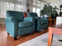 Set van 2 leren fauteuils met houten poten - blauw leer - Echt leer, Klassiek, ontdek de vele Leersoorten en Kleuren bij ShopX