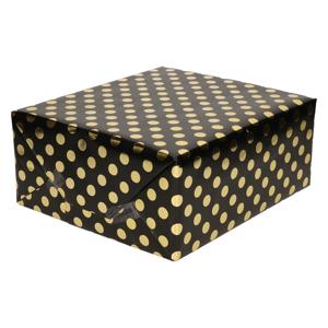 Luxe folie inpakpapier - zwart/gouden stip - 200 x 70 cm