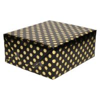 Luxe folie inpakpapier - zwart/gouden stip - 200 x 70 cm