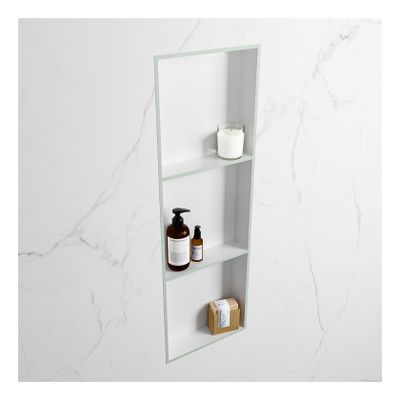 Wandnis Solid Surface Easy | In- en opbouw | 30x90x8 cm | 3 vakken | Greey/Talc
