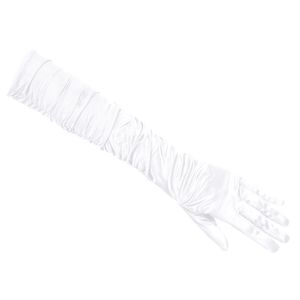 Verkleed handschoenen voor dames - lang model - polyester - wit - one size maat M/L