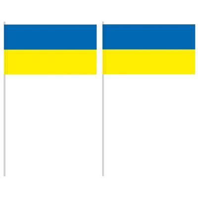 Zwaaivlaggetje Oekraine - 50x - 12 x 24 cm - stokje 40 cm - papier - handvlag - vlag