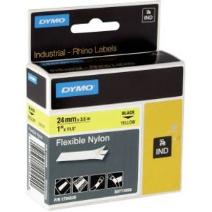Dymo Rhino Band IND. Nylon 24 mm x 3.5 m zwart op geel