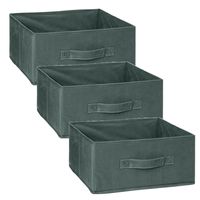 Opbergmand/kastmand - 3x stuks - 14 liter - groen - 31 x 31 x 15 cm - thumbnail