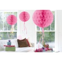 3 stuks decoratie ballen licht roze 30 cm - Hangdecoratie - thumbnail