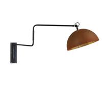 Masterlight Stoere roestbruine wandleeslamp Industria 125cm roestbruin met oudgoud 3198-25-08