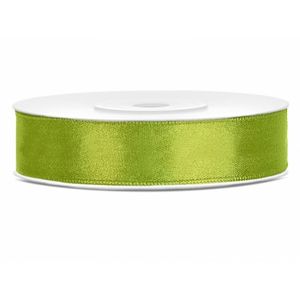 1x Lime groene satijnlint rol 1,2 cm x 25 meter cadeaulint verpakkingsmateriaal - Cadeaulinten