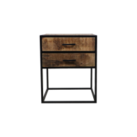 Nachtkastje 2 lades - 45x40x55 - Bruin/zwart - Mango