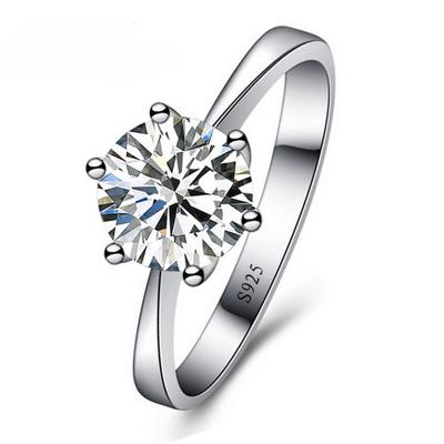 925 Sterling zilver vrouw CZ kristal Wedding Engagement vinger ringen Super Shinning Cubic Zirconia Fine Jewelry Ring Size::6