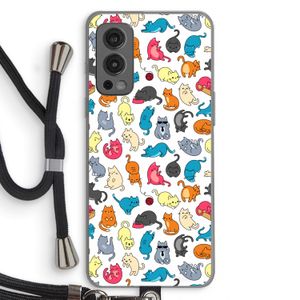 Kleurrijke katten: OnePlus Nord 2 5G Transparant Hoesje met koord