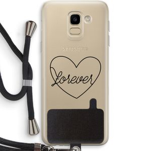 Forever heart black: Samsung Galaxy J6 (2018) Transparant Hoesje met koord