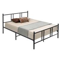Metalen Bedframe Platform Bedframe met Hoofdbord & Voetbord Zware Stalen Latten Ondersteuning Matras Stichting Geluidsvrij Zwart