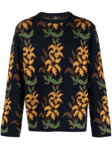 ETRO pull à fleurs en maille intarsia - Bleu