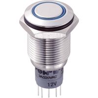 TRU COMPONENTS 701958 LAS2GQF-22E/B/12V/S/P Vandalismebestendige druktoets 250 V/AC 3 A 2x aan/(aan) Moment Blauw 1 stuk(s)