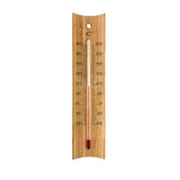 Binnen/buiten thermometer bamboe 4,5 x 20 cm   -