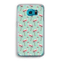 Flamingoprint groen: Samsung Galaxy S6 Transparant Hoesje