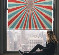 Rustieke rolgordijnën Blauw en rood retro voorwaspatroon