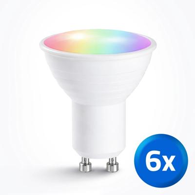 Wifi slimme led spot 4 watt - GU10 fitting - RGBWW Multicolor en Wit - Voordeelset van 6 stuks