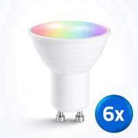 Wifi slimme led spot 4 watt - GU10 fitting - RGBWW Multicolor en Wit - Voordeelset van 6 stuks