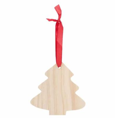 Houten kerstboom met lint