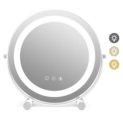 30 cm Make-Up Spiegel - Verstelbaar LED Licht Touch Screen 360° Draaibaar Geheugenfunctie - HD Ronde Spiegel - Wit