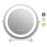 30 cm Make-Up Spiegel - Verstelbaar LED Licht Touch Screen 360° Draaibaar Geheugenfunctie - HD Ronde Spiegel - Wit